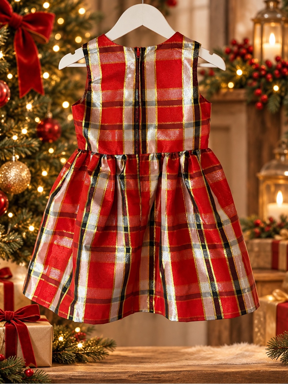 Bonnie Jean Girls 4T Red Gold Plaid Holiday Dress NWT